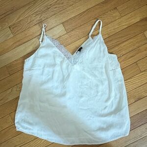 Cream/Off-White Lace Satin Cami with adjustable straps